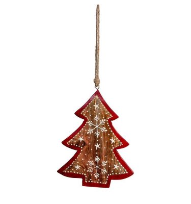 Árbol de madera colgante 15x15cm Rojo