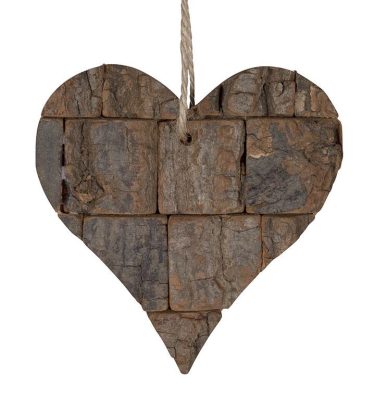 Heart Bark 10x10cm Natural