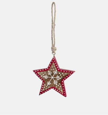 Wooden star hamal 10cm rojo