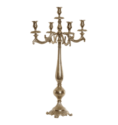 Alquiler candelabro dorado 5 brazos