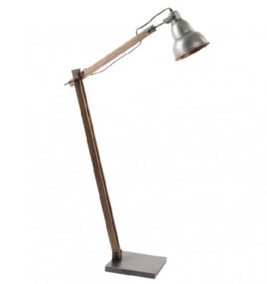 Lámpara pie de metal y madera