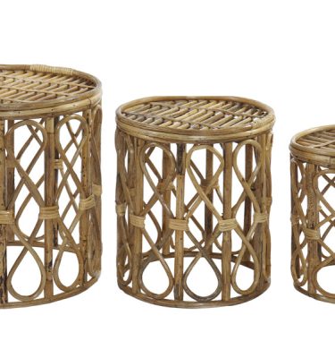 Alquiler set 3 mesitas mimbre