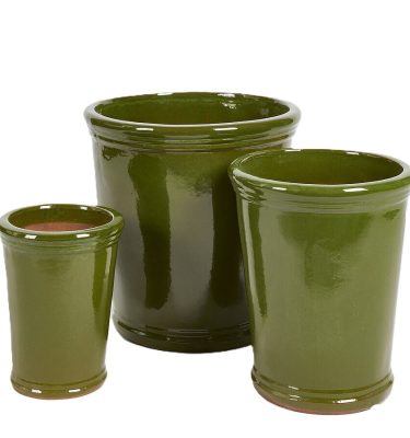 Macetero acampanado esmaltado verde