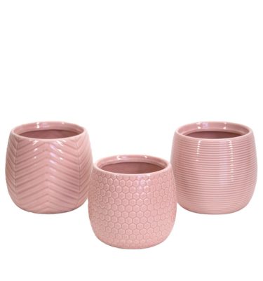 Macetero rosa relieve