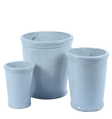 Macetero acampanado esmaltado azul