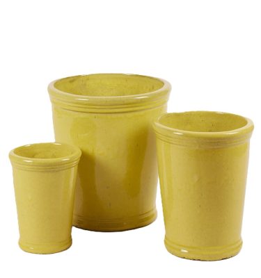 Macetero acampanado esmaltado amarillo