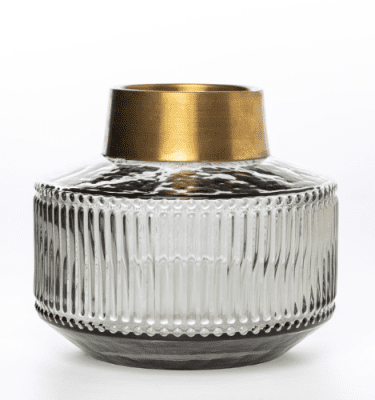 Jarrón cuello dorado